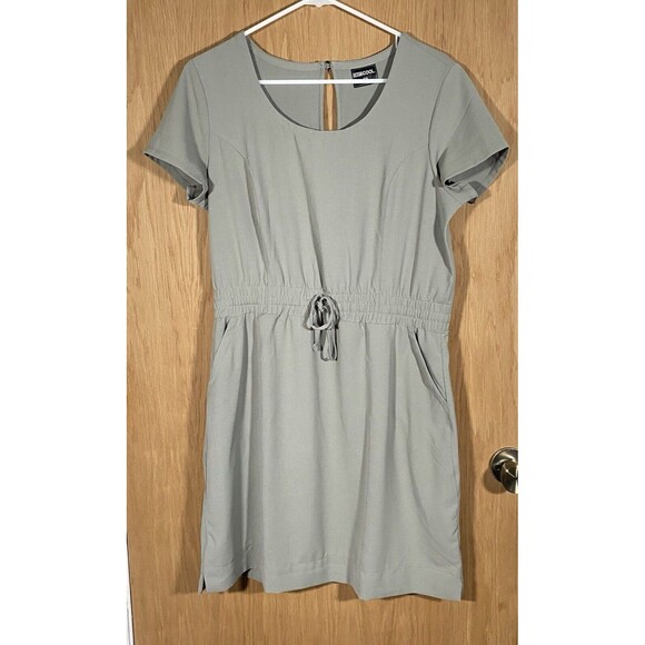 32 Degrees Cool Women's Sz M Crew Neck Short Sleeve Shift Dress Beige Pockets - Picture 1 of 6